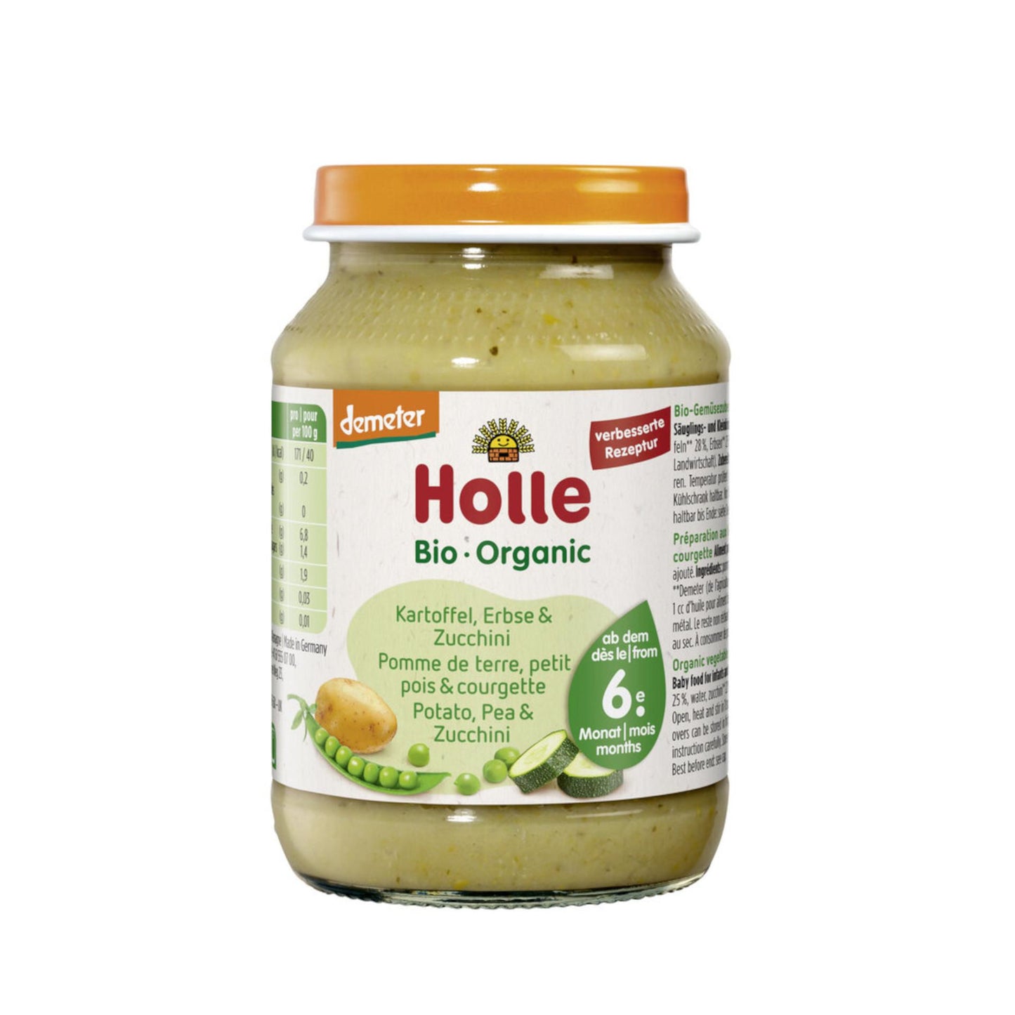 Papinha de Batata, Ervilha e Courgette (a partir dos 6 meses) Eco/Dem Holle 190g