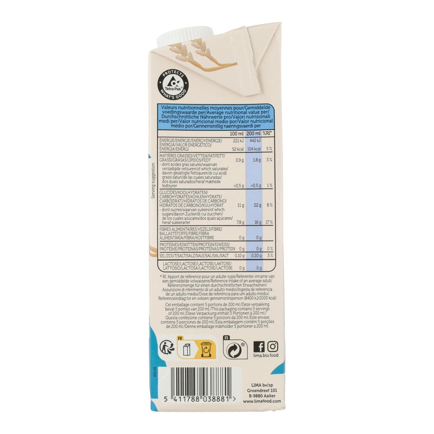 Bebida de Arroz Lima ECO Original 1L