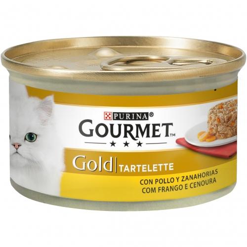 Embalagem de 24 x GOURMET GOLD Frango e Ração Húmida Tarte de Cenoura 85 g