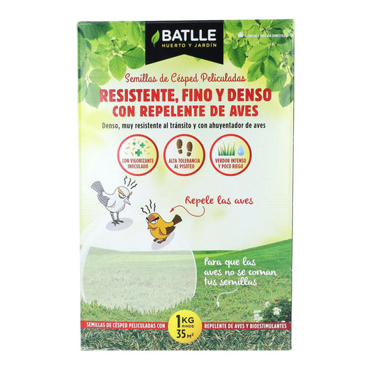Batlle 1kg sementes de erva fina e densa resistente com repelente de pássaros