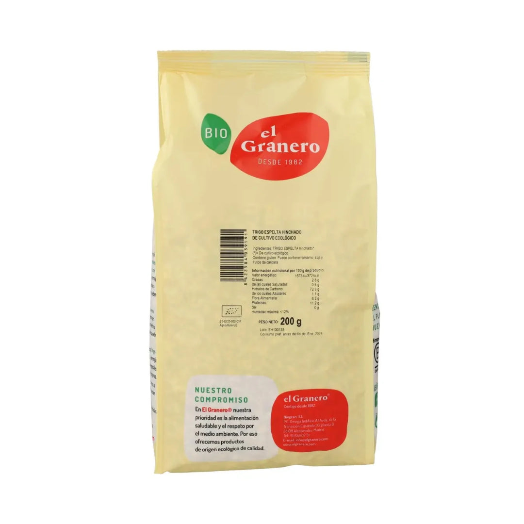 Embalagem de 2x Espelta Tufada Biológica El Granero, 200 gr 