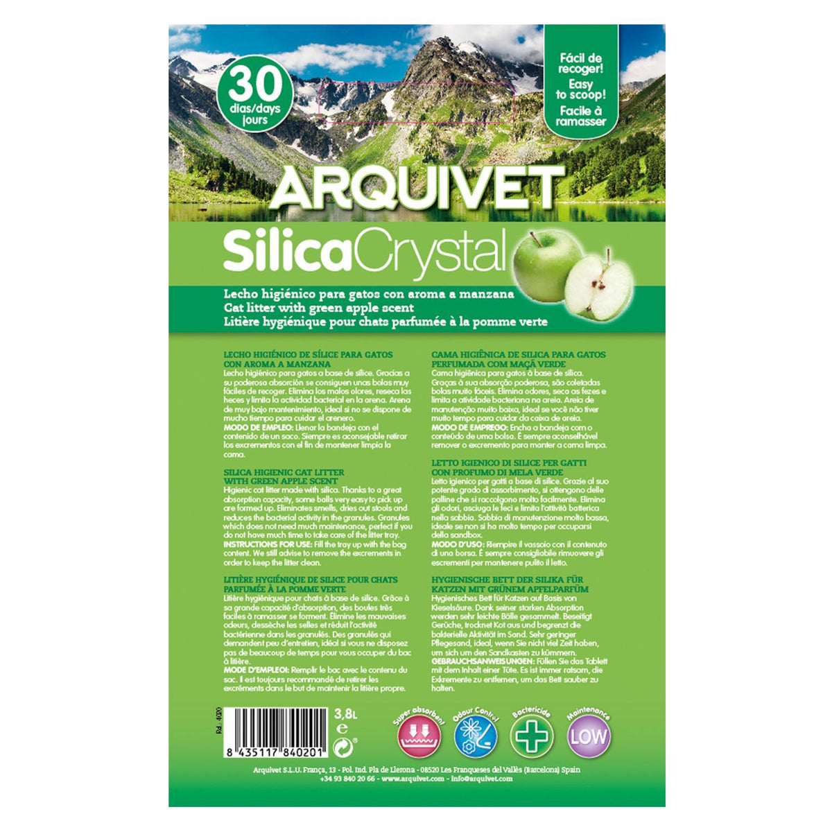 Arena de SilicaCrystal con Perfume de Manzana Verde Arquivet 3,8 L