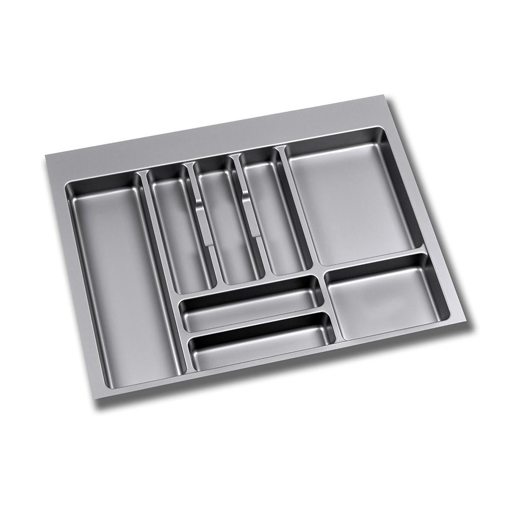 Emuca Porta-talheres para gaveta de cozinha, módulo 700 mm, Plástico, Cinza