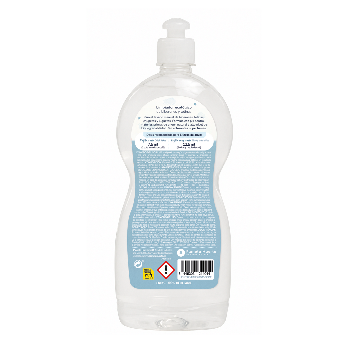 Baby Limpiador de biberones, tetinas y chupetes ECO Planeta Huerto 500 ml