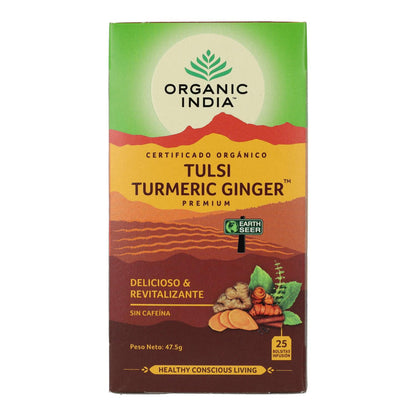 Tulsi Cúrcuma Gengibre Biológico Índia 25 saquetas