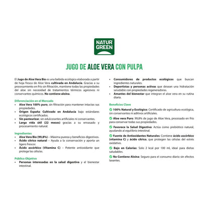Embalagem x 12 Sumo de Aloé vera com polpa NaturGreen 1 L