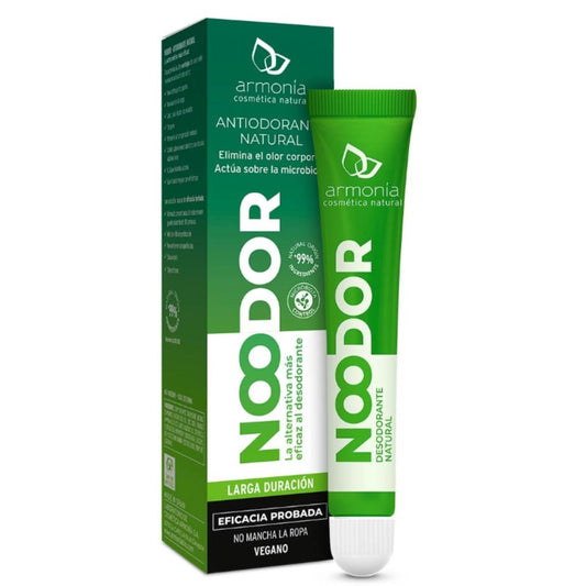 Desodorizante anti-odorizante Noodor em bisnaga de 15ml. Harmonia Cosmética Natural