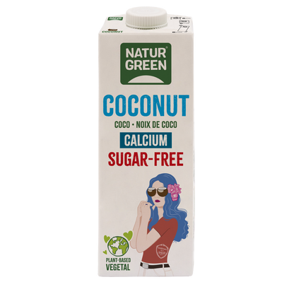 Embalagem de 6 bebidas vegetais de coco e cálcio sem açúcar NaturGreen 1 litro