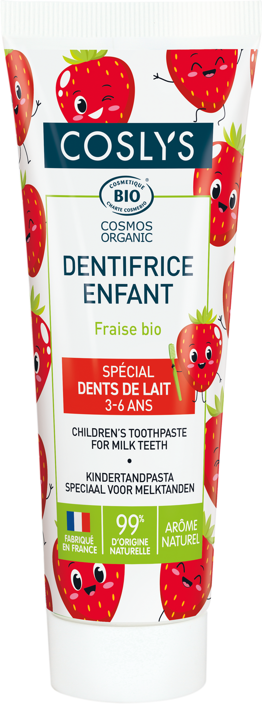 Pasta de dentes biológica Coslys morango para crianças 75 ml