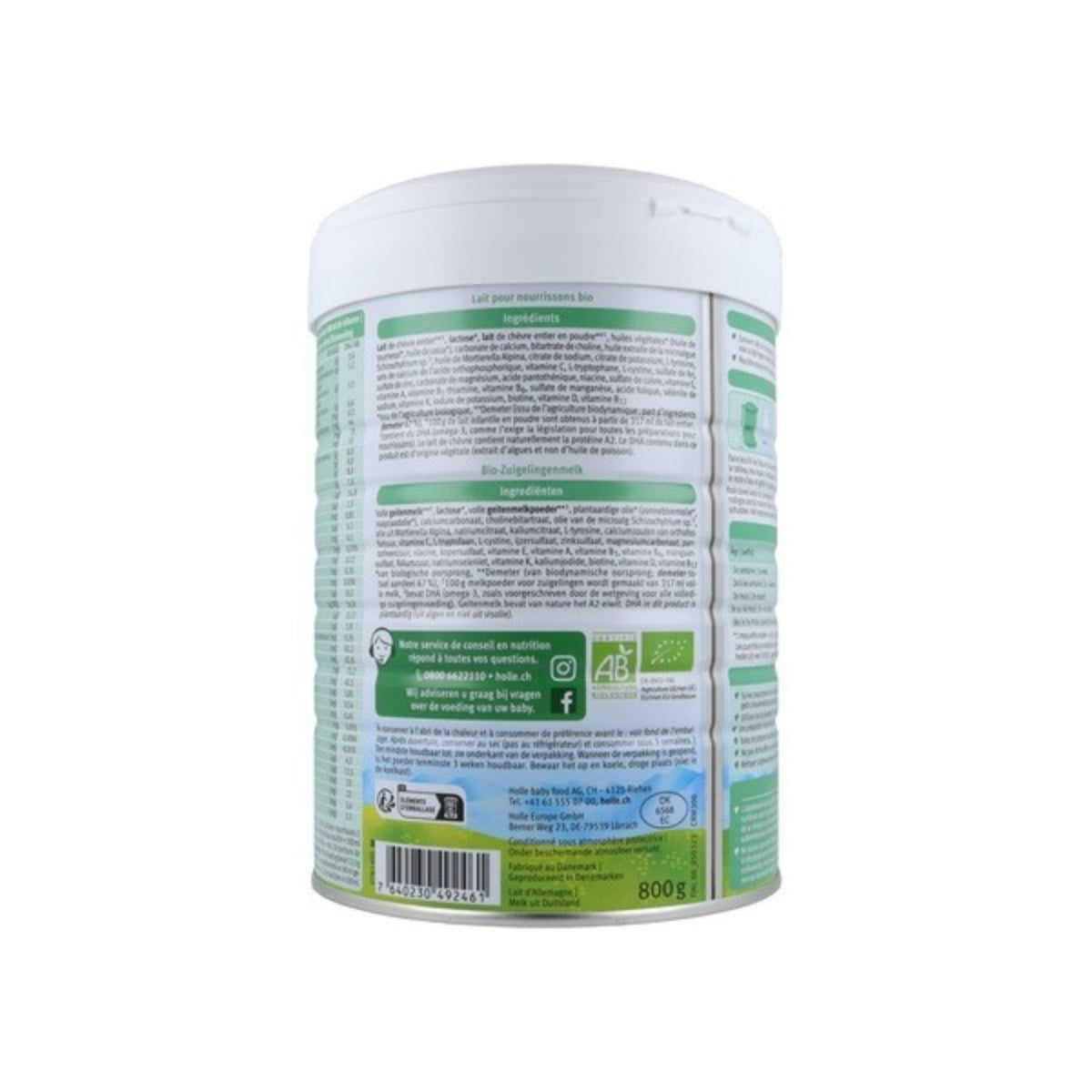 Leite de cabra para bebé 1 (CAN), Holle, 800g