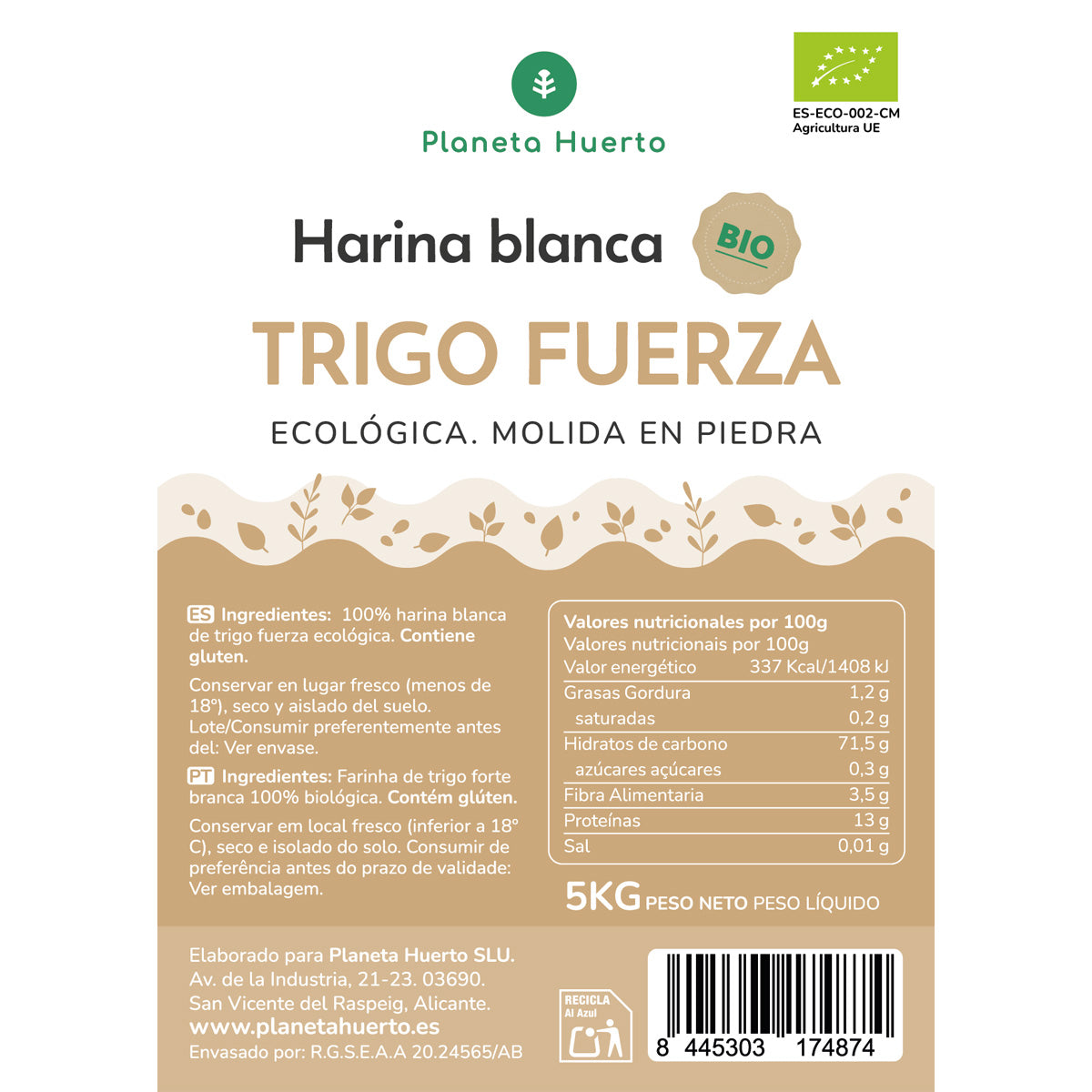 Farinha de Trigo Branca Força Eco Planeta Huerto 5 Kg
