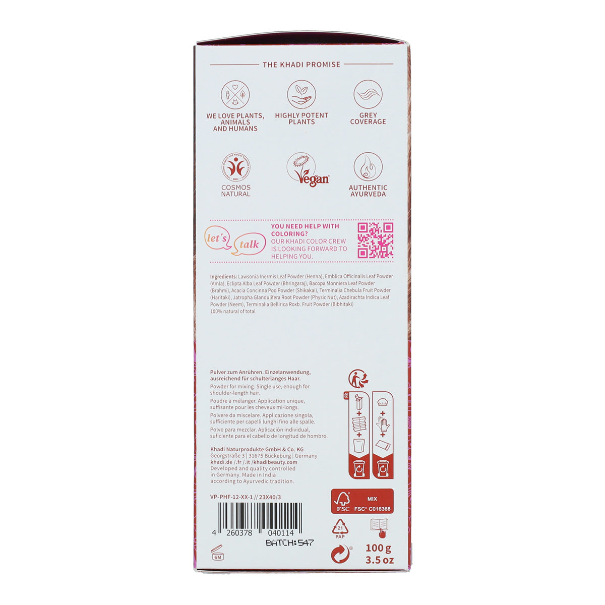 Henna Natural Amla e Jatropha Khadi 100 g