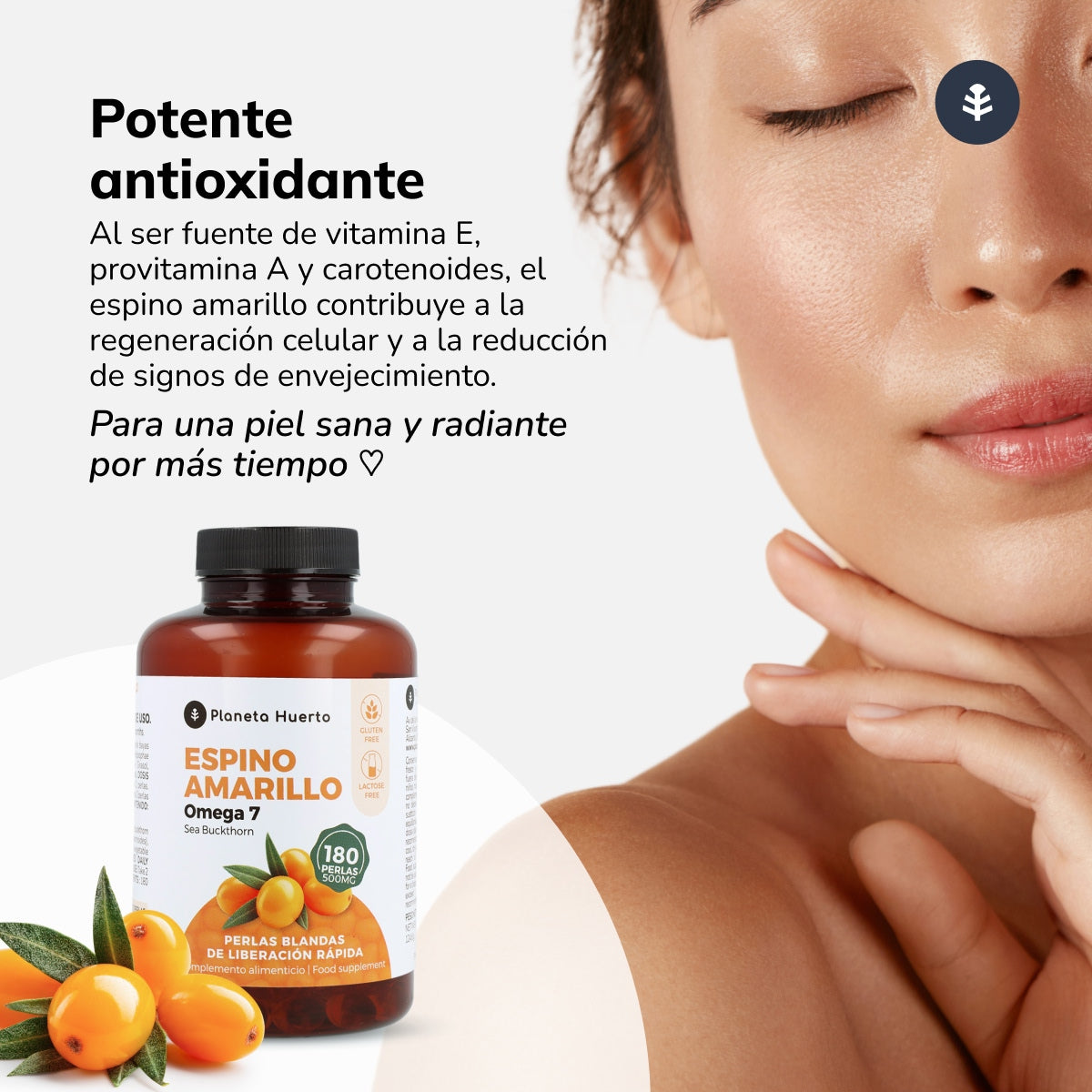 Ómega 7 Espinheiro Marítimo Planeta Huerto 180 Pérolas