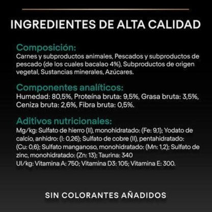PURINA PRO PLAN Terrina de Bacalhau Esterilizada para Gato Molhado Saqueta 10 x 75g