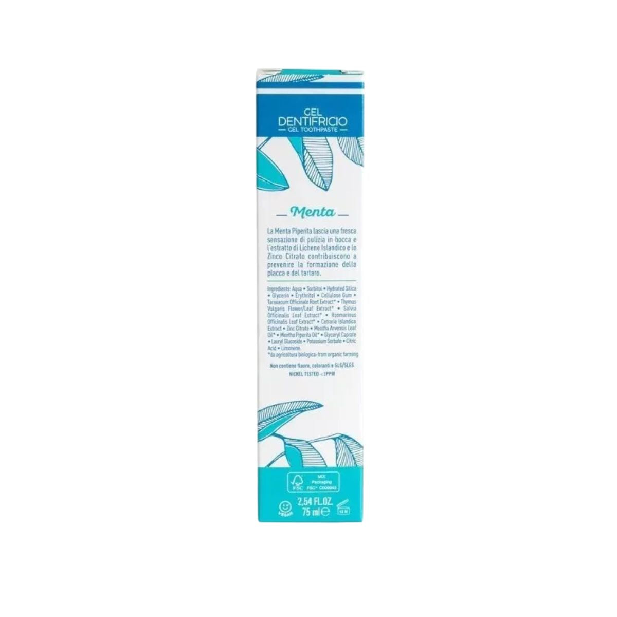 Pasta de dentes de menta natural 75 ml, certificado biológico Officina Naturae