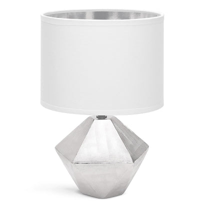 Candeeiro de Mesa Cerâmica E14 Prata Tamanho Grande