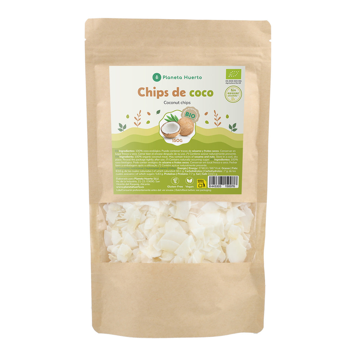 Lascas de coco sem açúcar ECO Planeta Huerto 150 g