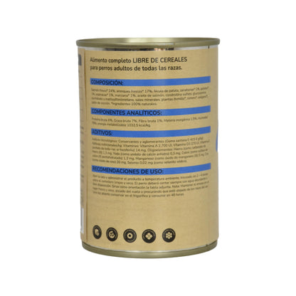 Ração húmida superpremium sem cereais para cães Salmão Planeta Huerto 380 g