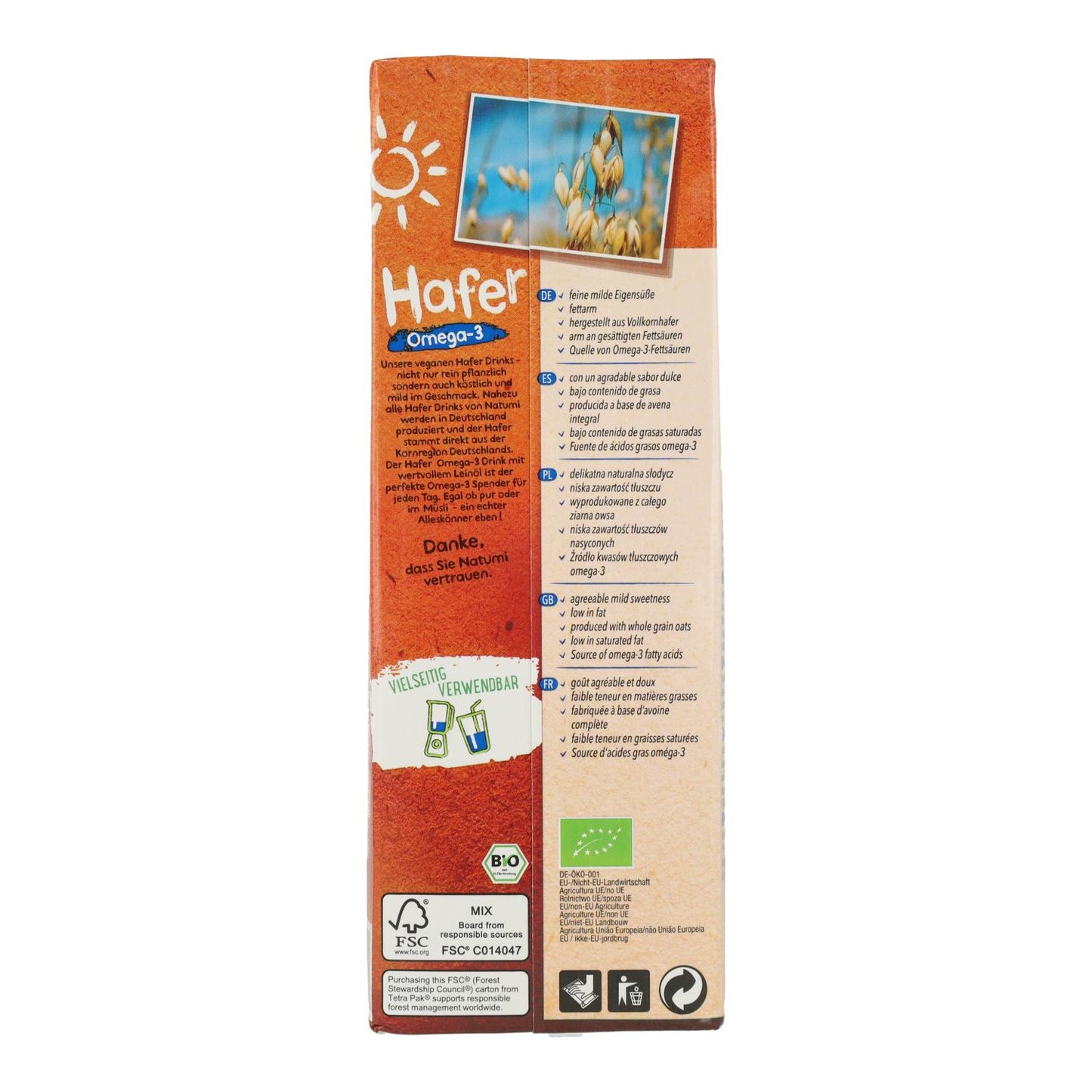 Bebida de Aveia com Ómega 3 BIO Natumi 1 L