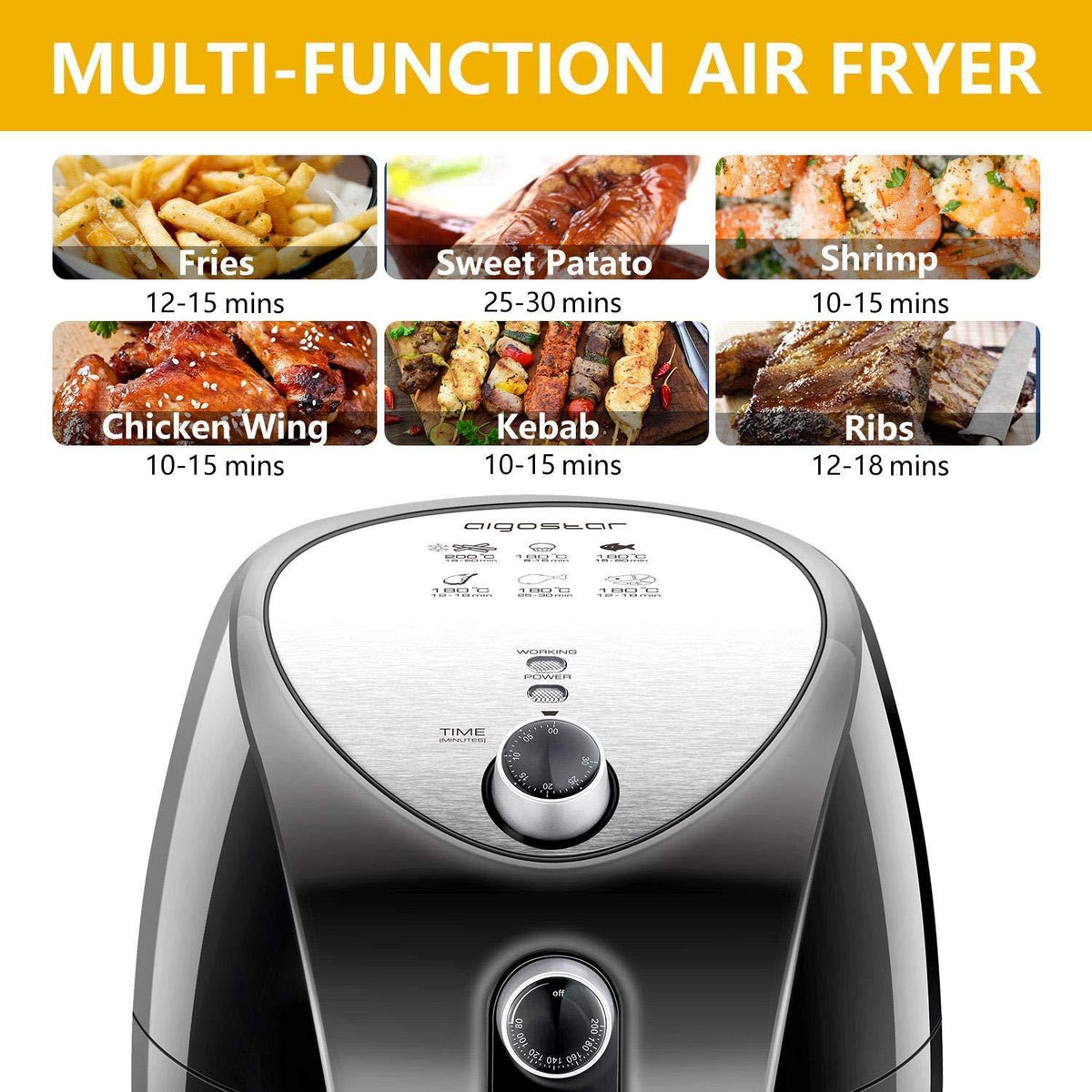 Freidora de aire sin aceite 3,2 L 1400W Libre de BPA (Reacondicionado)