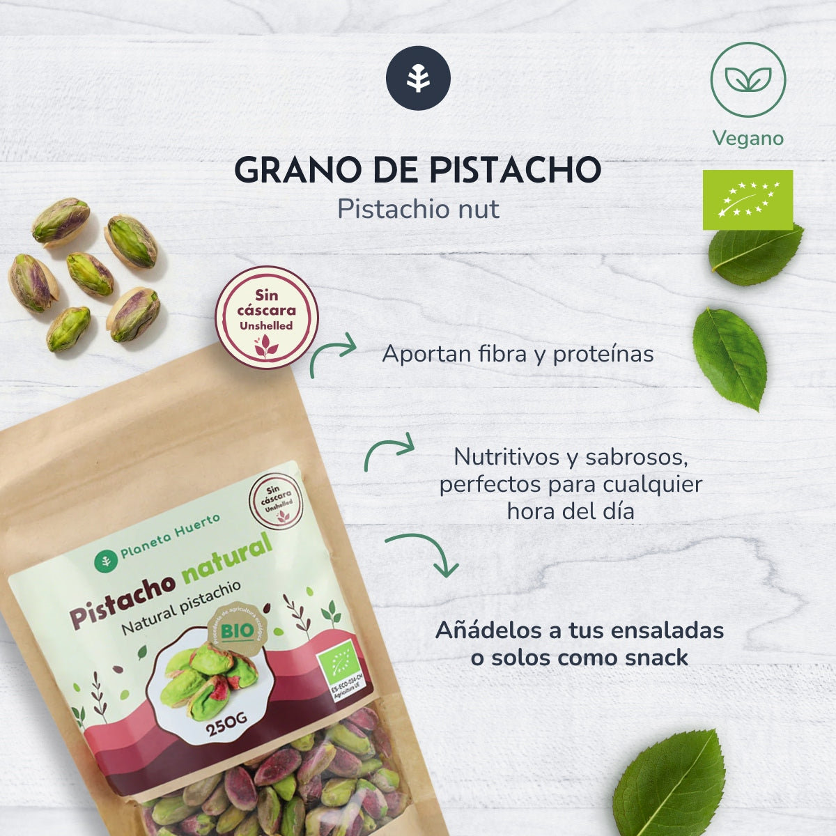 Miolo de pistácio natural ECO Planeta Huerto 1 kg
