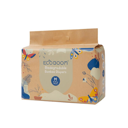 ECOBOOM - Fralda de Bambu Eco Boom. 70% biodegradável, hipoalergénica (tamanho 3/M, 6-10 kg, embalagem de 4 fraldas, total de 128 fraldas)