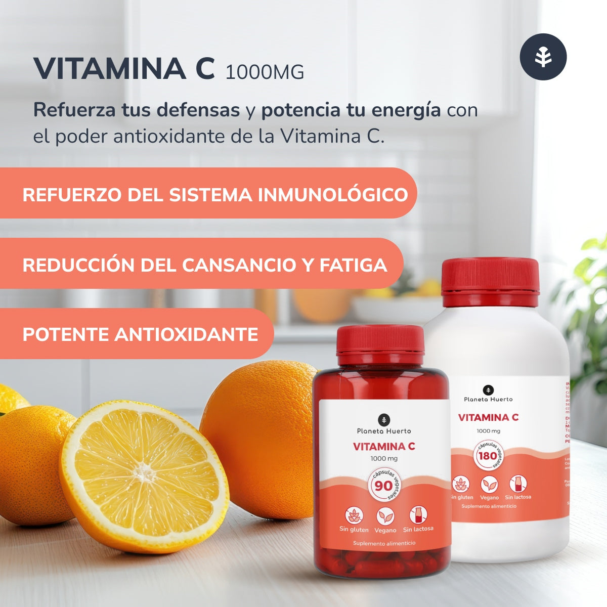 Vitamina C 1000 mg Planeta Huerto 180 cápsulas vegetais