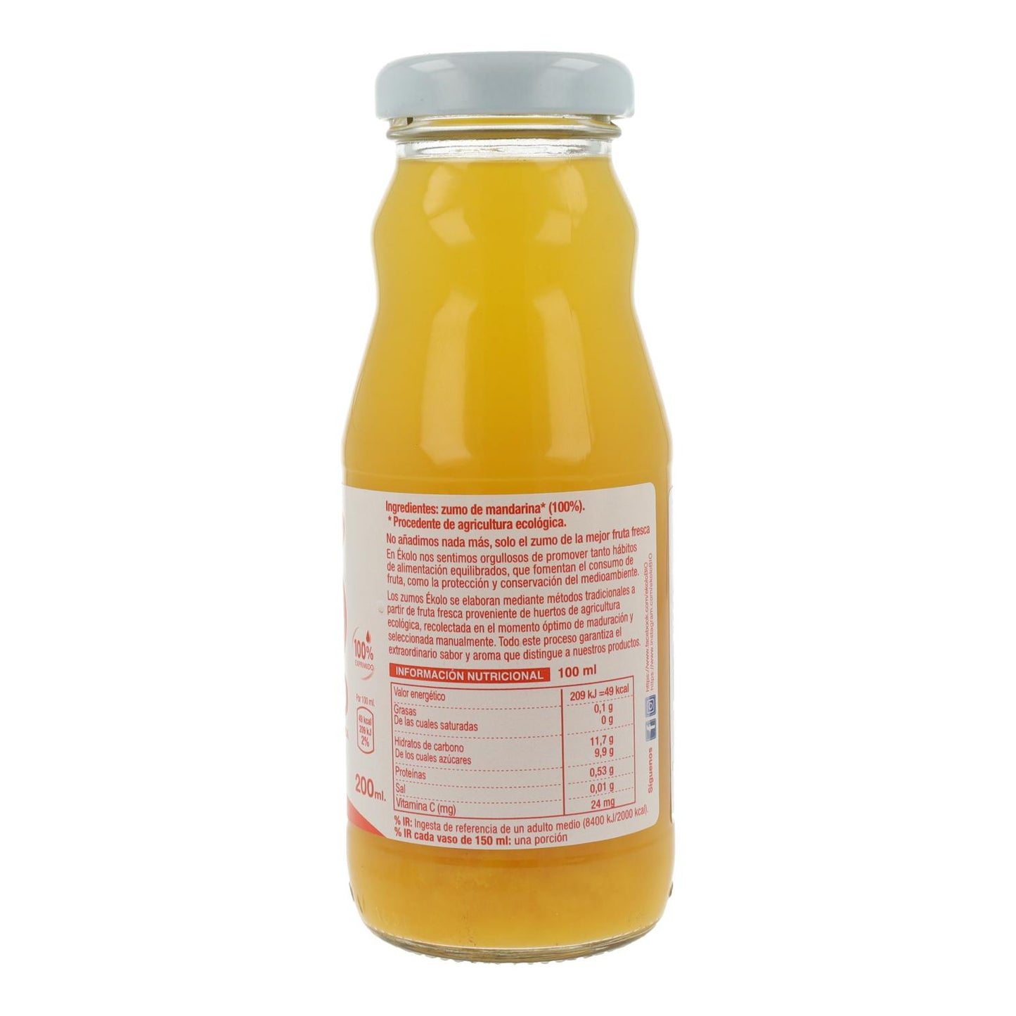 Ékolo 100% sumo de tangerina biológico espremido na hora 200 ml