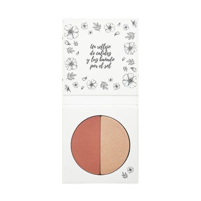 Blush Duo 02 Costa Dorada, Acabamento Suave e Luminoso com Creme de Manteiga de Karité Orgânica, NaturaBio Cosmetics, 2 x 4 g