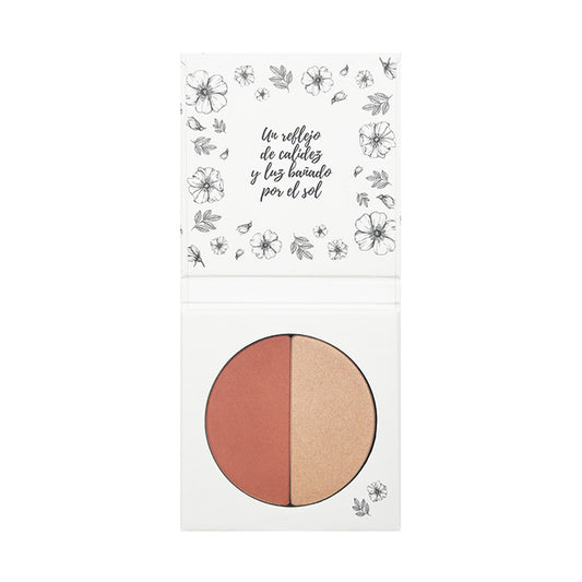 Blush Duo 02 Costa Dorada, Acabamento Suave e Luminoso com Creme de Manteiga de Karité Orgânica, NaturaBio Cosmetics, 2 x 4 g