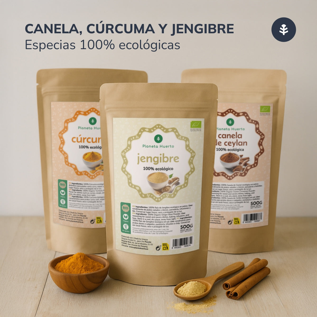 Gengibre em pó biológico Planeta Huerto 500 g