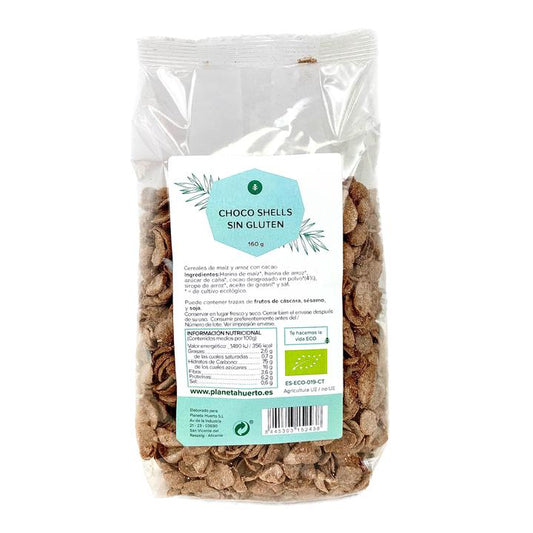 Cascas de chocolate ecológicas sem glúten Planet Garden 160 g