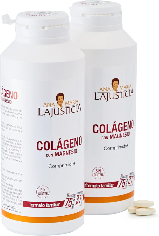 Embalagem 2x Colagénio com Magnésio Ana María La Justicia 450 comprimidos