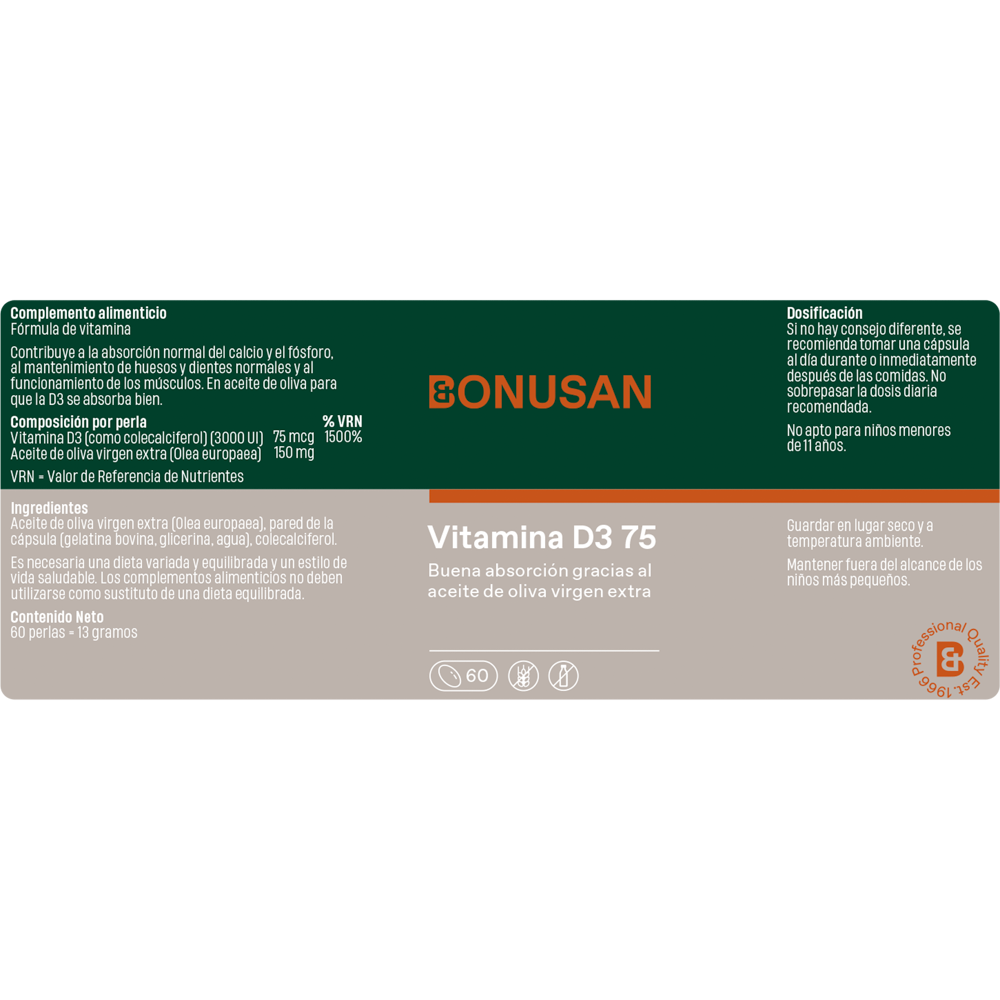 Vitamina D3 75 Bonusan 60 pérolas
