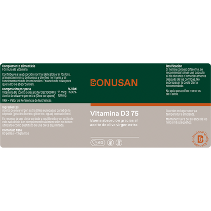 Vitamina D3 75 Bonusan 60 pérolas