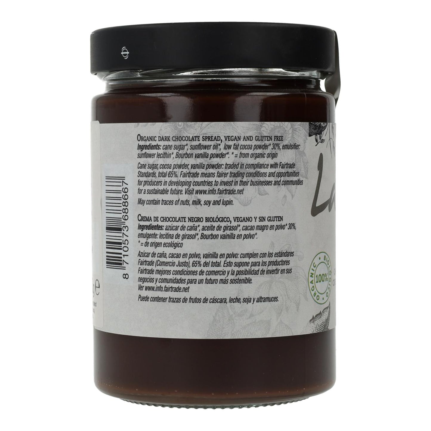 Creme de chocolate negro vegan sem glúten La Vida, 600 g 600 g