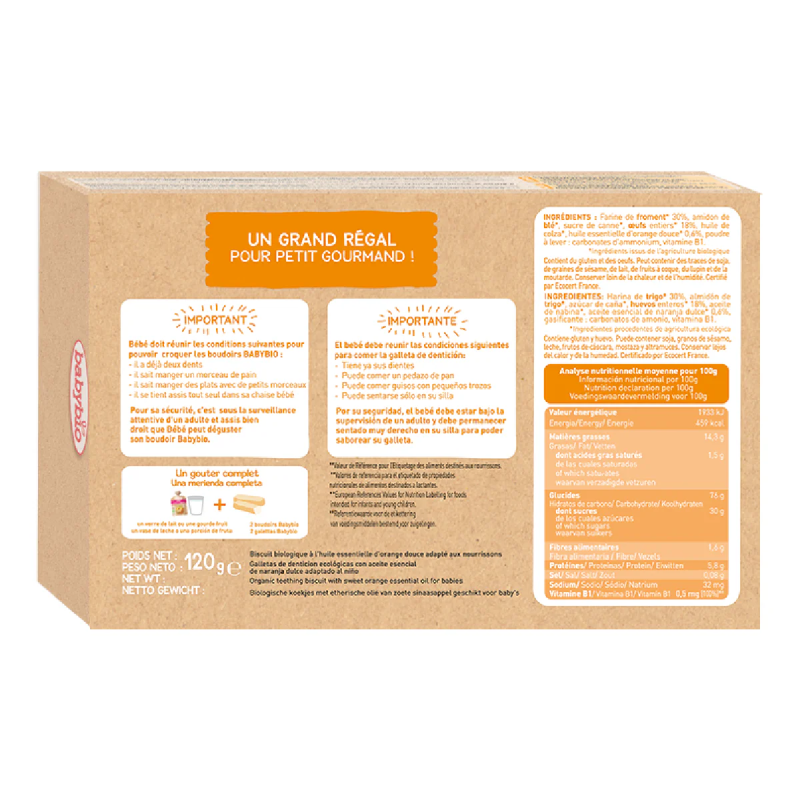 PROMOÇÃO Embalagem com 2 unidades de Bolachas para Dentição Babybio 120g 