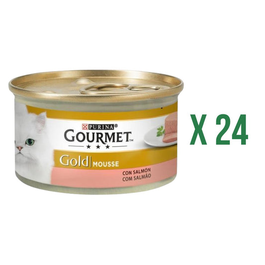 Embalagem 24 x GOURMET GOLD Mousse Comida húmida Salmão 85 g