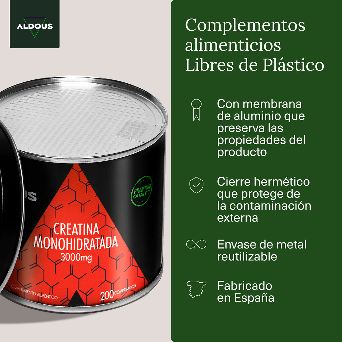 Aldous Creatina Monohidrato 3000 mg 200 comprimidos