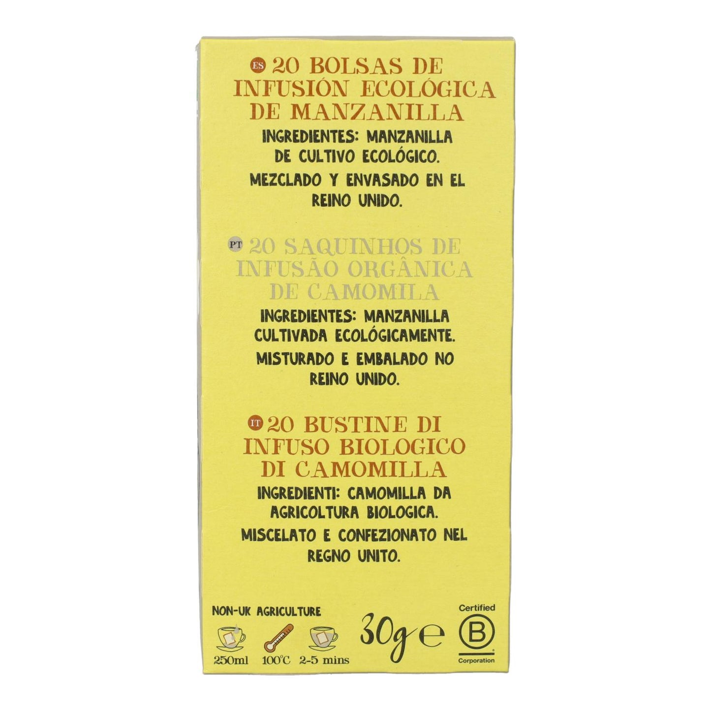 Infusão de camomila Bio Cupper 20 saquetas 
