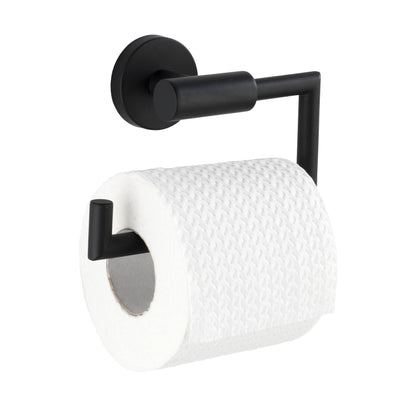 Suporte para rolo de papel higiénico Wenko Bosio em aço inoxidável preto mate sem tampa