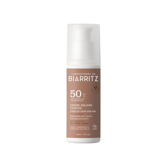 Creme facial dourado FPS 50 Alga-Gorria e aloé vera Bio, Biarritz Laboratories, 50 ml