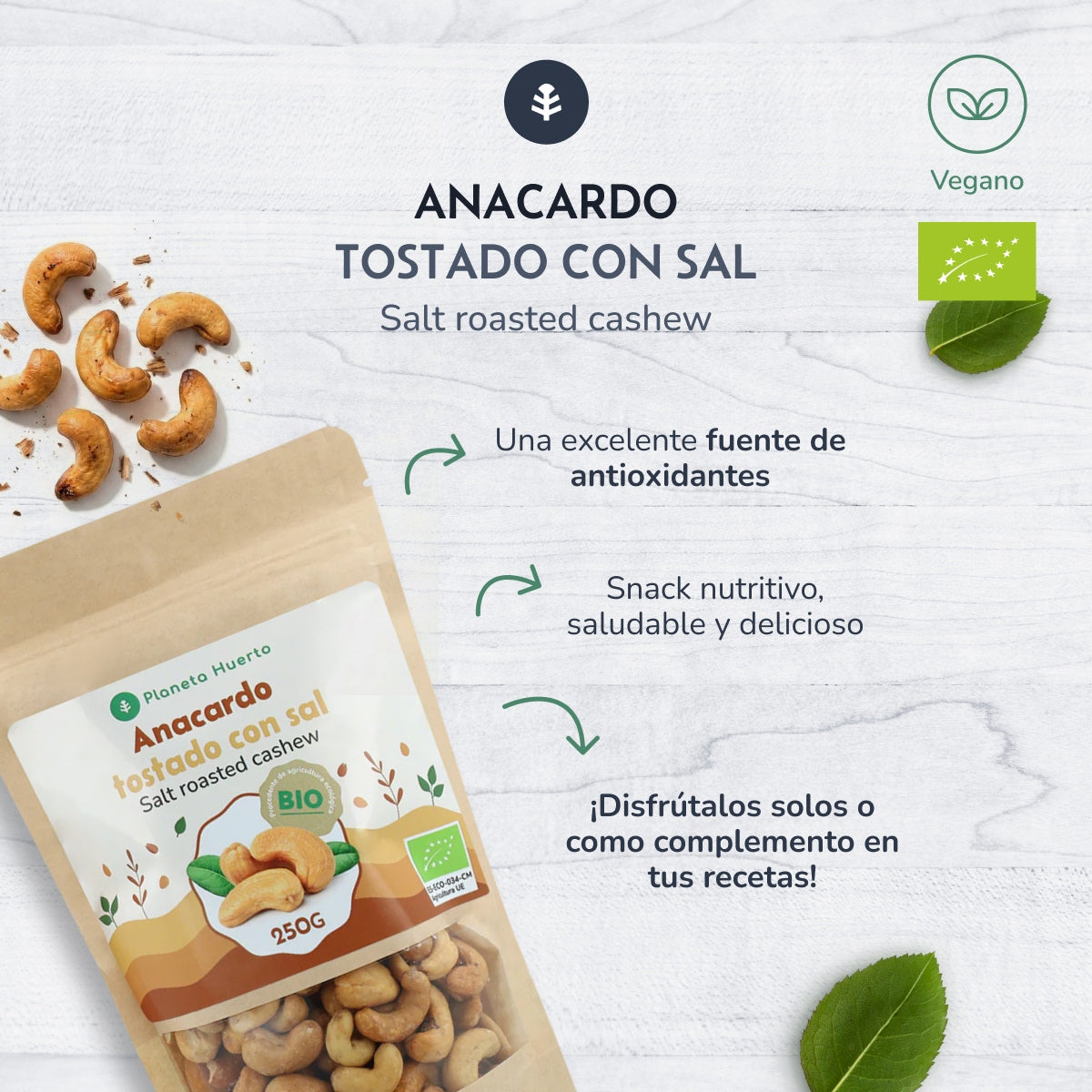 Castanha de caju torrada e salgada ECO Planeta Huerto 250 g