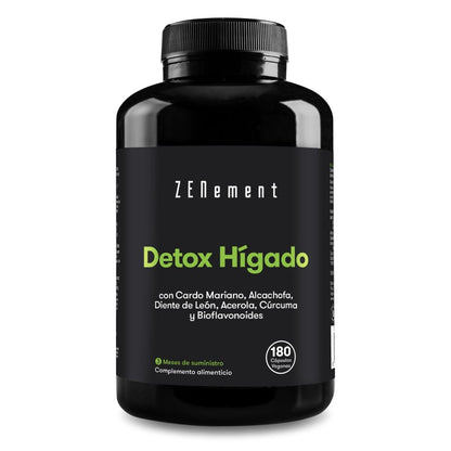 Desintoxicação do fígado com cardo mariano + alcachofra + dente-de-leão + acerola + curcuma e bioflavonóides Zenement, 180 comprimidos