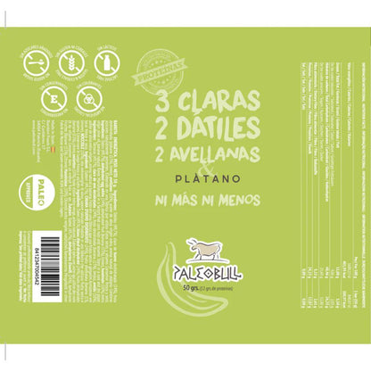 Barra Energética PaleoBull de Tâmaras, Avelãs e Banana, 50g