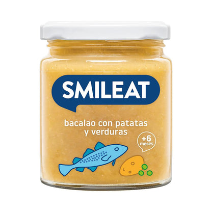 Pote biológico de legumes biológicos com bacalhau 230g.