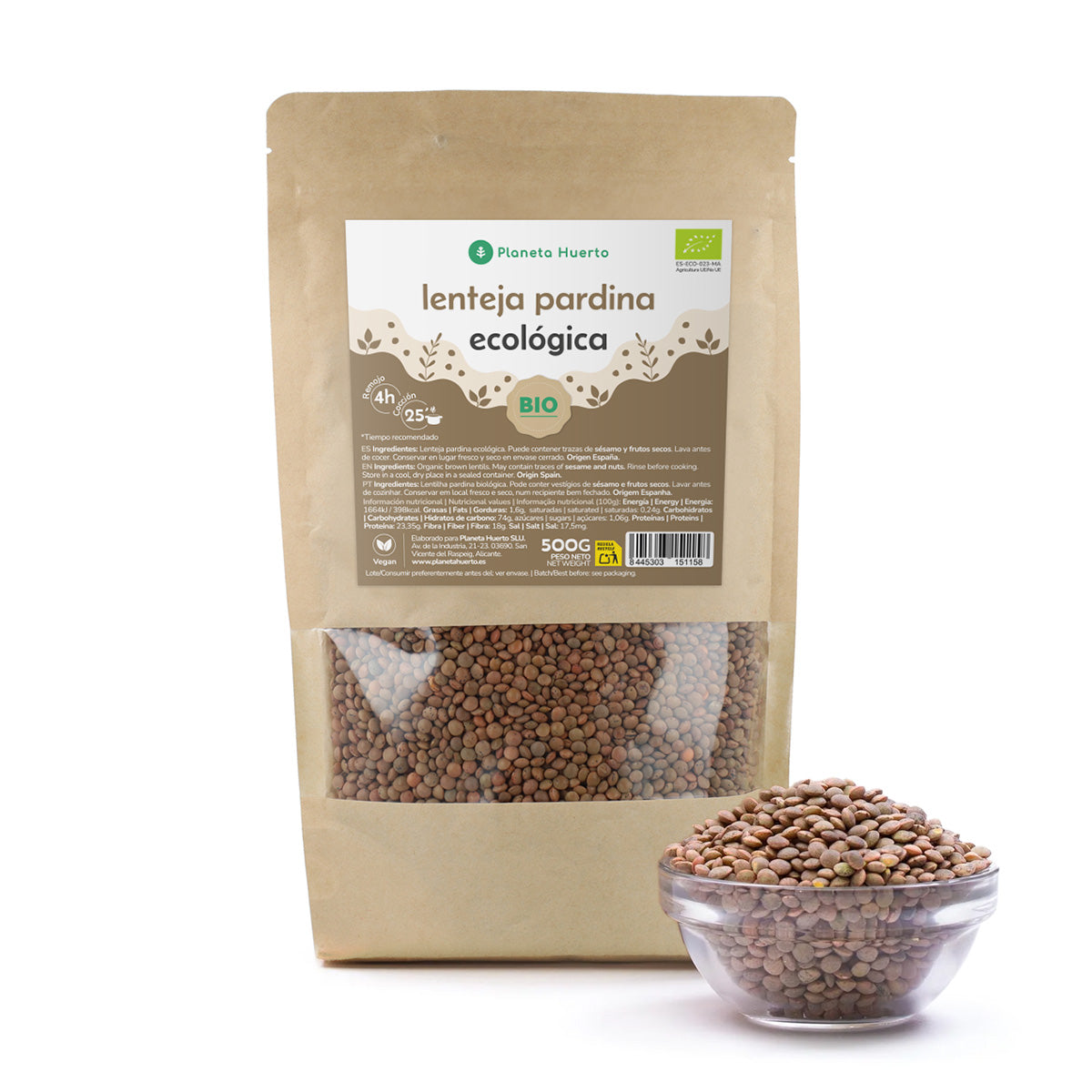 Pardina Lentilha ECO Planeta Huerto 500 g