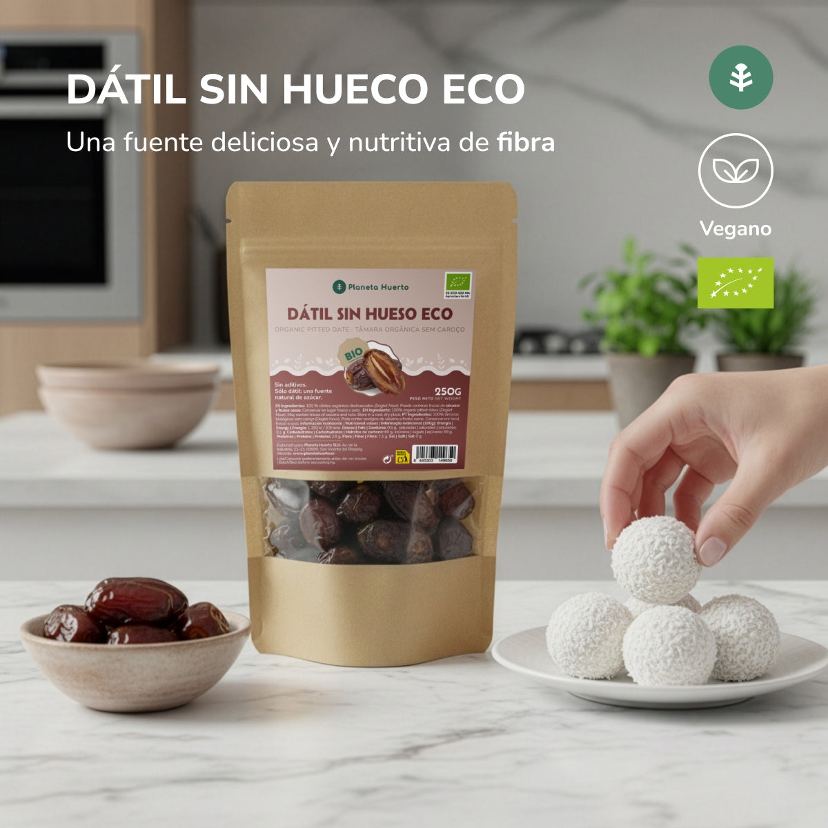 Tâmaras sem caroço biológicas Planeta Huerto 250 g