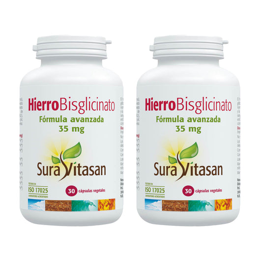 Embalagem 2x Bisglicinato de Ferro, Sura Vitasan, 30 cápsulas