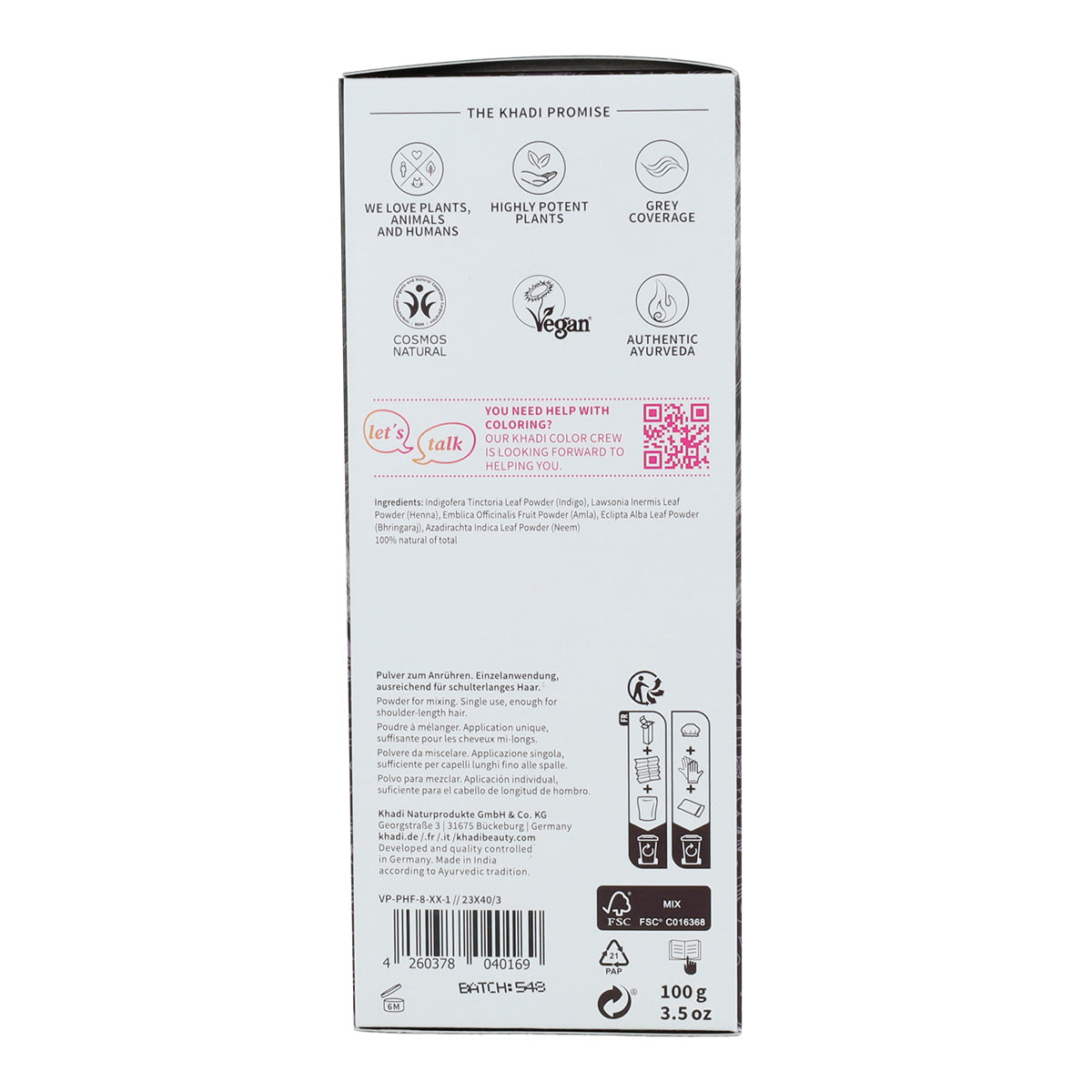 Khadi Castanho Escuro Tinta Natural 100g